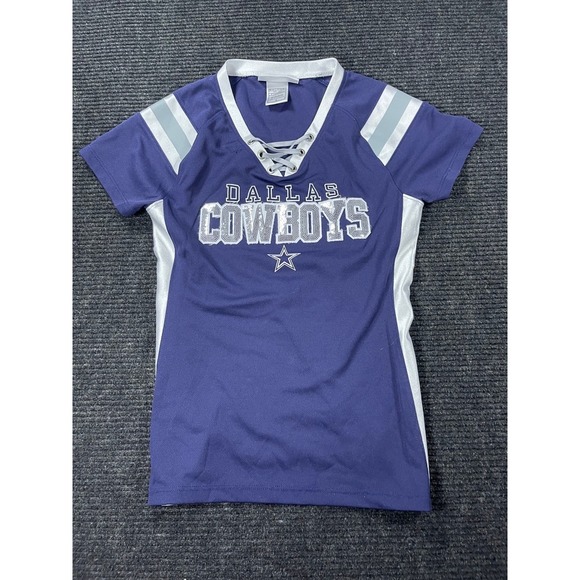 Dallas Cowboys Tops - Dallas Cowboys Authentic Lace Up Jersey Shirt Navy Blue Silver Sequins Small